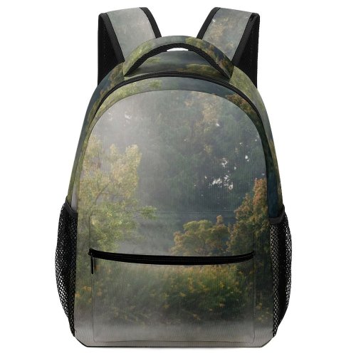 yanfind Children's Backpack Fog Outdoors Mist Art Grey Morning Lake Tree Wood Island Home Early Preschool Nursery Travel Bag