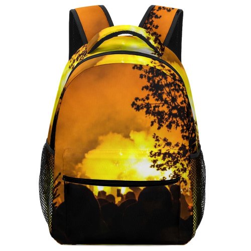 yanfind Children's Backpack Fire Light Novi Sad Tree Festival Students Cloud Concert Gig Silhouette Preschool Nursery Travel Bag