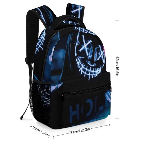 yanfind Children's Backpack Expressionism Street Illuminated Lights Insubstantial Face Halloween Evening Luminescence Neon Hoodie Costume Preschool Nursery Travel Bag