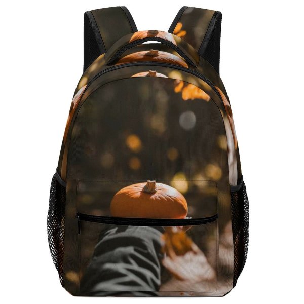 yanfind Children's Backpack  Focus Pumpkin Dry Season Vegetable Little Depth Autumn Halloween Field Squash Preschool Nursery Travel Bag