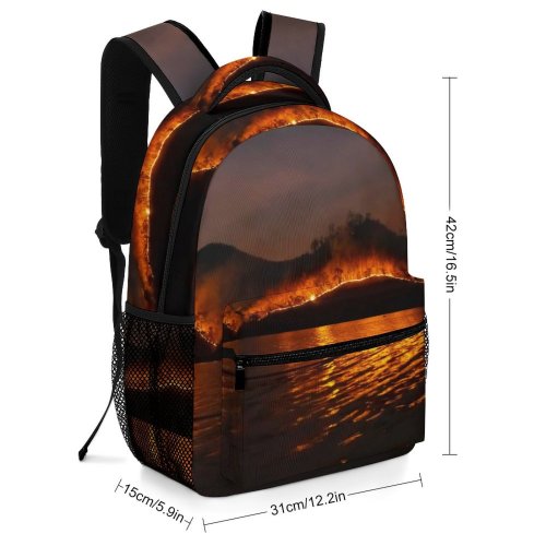 yanfind Children's Backpack Fire Evening Dangerous Island Wildfire Forest Night Blazing Burning Preschool Nursery Travel Bag