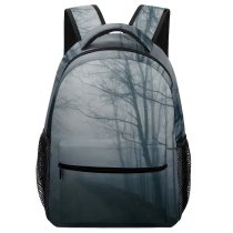 yanfind Children's Backpack Grey Outdoors Fog Mist Forest Tree Road  Dark Dreary Mood Atmosphere Preschool Nursery Travel Bag