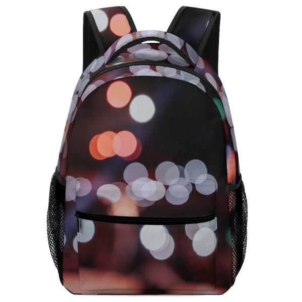 yanfind Children's Backpack  Shining Illuminated Lights Insubstantial Colorful Defocused Luminescence Abstract Round Bokeh Christmas Preschool Nursery Travel Bag