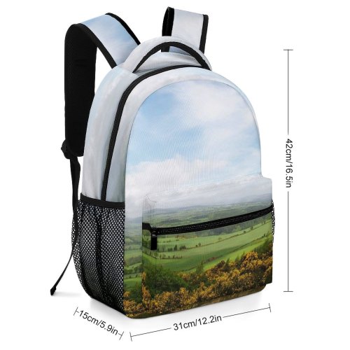 yanfind Children's Backpack Countryside Meadow Field Villa Grass Flowers Farms Sky Natural Landscape Mountainous Landforms Preschool Nursery Travel Bag