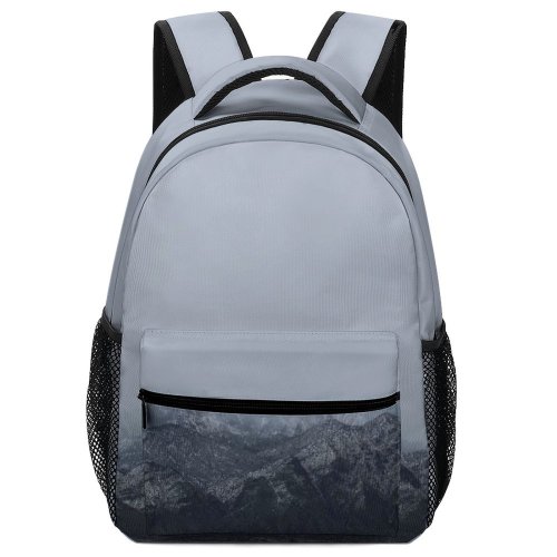 yanfind Children's Backpack Grey  Range Outdoors Peak Plateau  Fog Snow Scenery Land Countryside Preschool Nursery Travel Bag