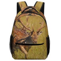 yanfind Children's Backpack Grassland Reindeer Moose Fawn Hayfield Antelope Bull Antler Preschool Nursery Travel Bag