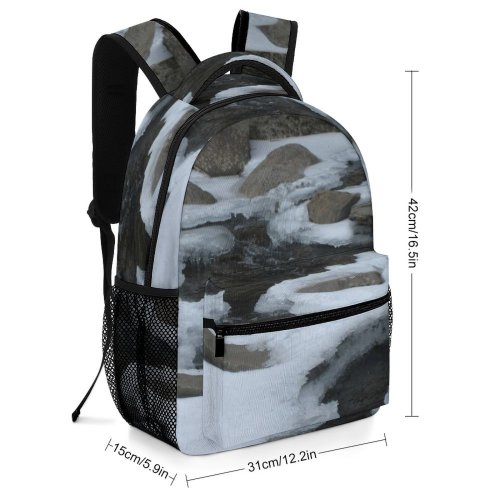 yanfind Children's Backpack Creek Frozen Brook Snow Winter Freezing Rock Watercourse Geology Geological Preschool Nursery Travel Bag