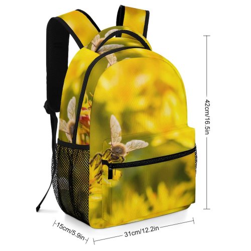 yanfind Children's Backpack Bee Insect Honey Invertebrate Apidae Bumblebee Bug Flower Macro Preschool Nursery Travel Bag