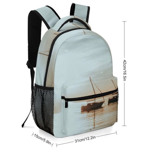 yanfind Children's Backpack Bay Serene Journey Yacht Ripple Aqua Port Sunset Adventure Marine Transport Evening Preschool Nursery Travel Bag