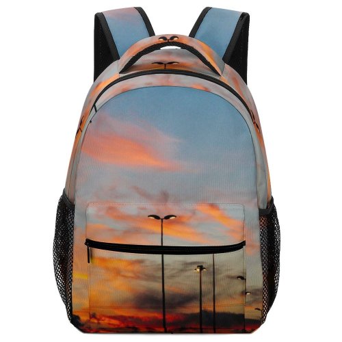 yanfind Children's Backpack Backlit Street Afterglow Lights Scenery Clouds Sunset Lamps Peaceful Sunrise Tranquil Outdoors Preschool Nursery Travel Bag