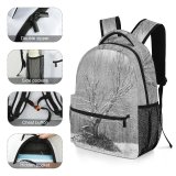 yanfind Children's Backpack Grey Outdoors Snow Blizzard Storm Winter  Plant Vegetation Tree Forest Land Preschool Nursery Travel Bag