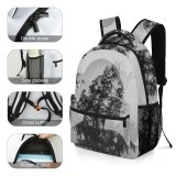 yanfind Children's Backpack  Horizon Silhouette Tree Double Scene Peace Exposure Wavy Outdoors Quiet Scenery Preschool Nursery Travel Bag