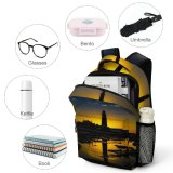 yanfind Children's Backpack Bay Dark St. Sunset Evening Whitley Island Causeway Beach Mary's UK Architecture Preschool Nursery Travel Bag