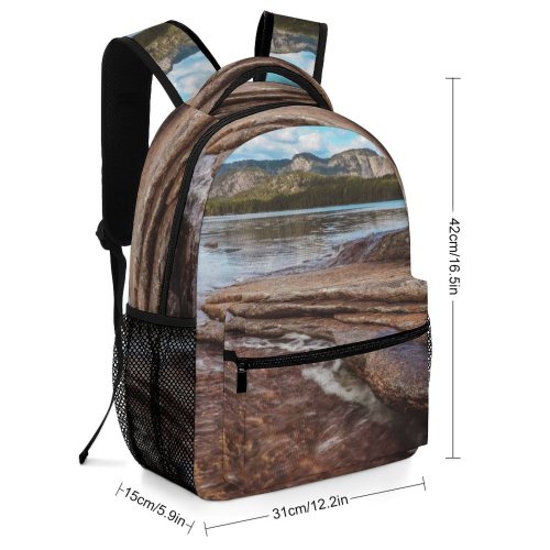 yanfind Children's Backpack Erosion Flowing Rocky Scenery Clouds Formation Mountains Daytime Mossy Cloudiness Peaceful Geological Preschool Nursery Travel Bag