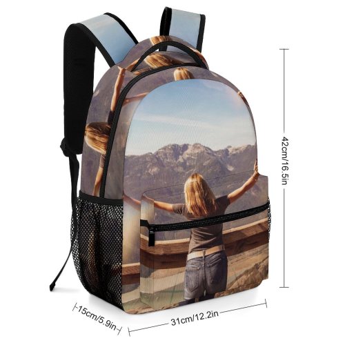 yanfind Children's Backpack Girl Blonde Clouds Hands Landscape Photoshoot Daylight Mountains Light Arms Preschool Nursery Travel Bag