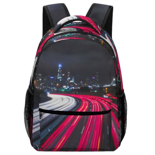 yanfind Children's Backpack Expressway Street City Dark Time Fence Lapse Fast Hole Traffic Evening Preschool Nursery Travel Bag