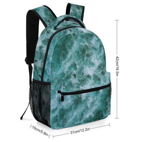 yanfind Children's Backpack Drone Surfboarding Surfers High Turquoise Aerial Shot Preschool Nursery Travel Bag