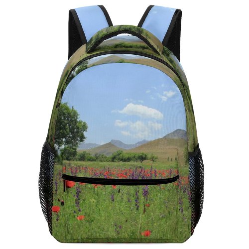 yanfind Children's Backpack Field Tree  Hill Rural Plant Free Stock Outdoors Farm Grassland Preschool Nursery Travel Bag