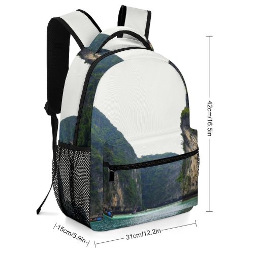 yanfind Children's Backpack Boats Clear Tourism Vacation Wood Adventure Landscape Daylight Mountains Travel Formations Island Preschool Nursery Travel Bag