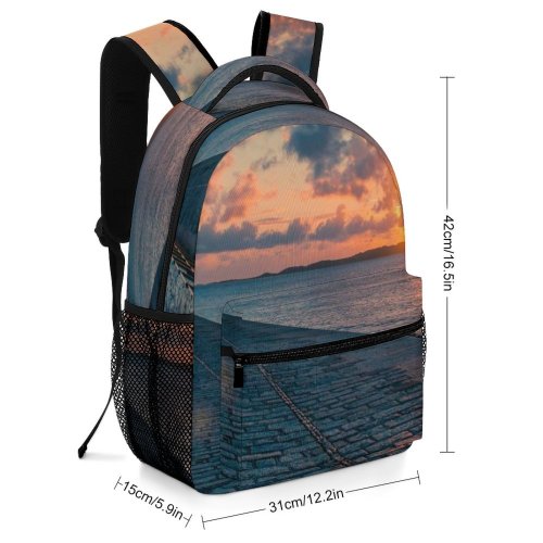 yanfind Children's Backpack Backlit Skyscape Clouds Sunset Landscape Evening Travel Walkway Light Beach  Sunrise Preschool Nursery Travel Bag