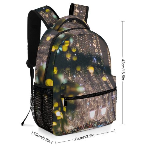 yanfind Children's Backpack  Tree Focus Winter Lighted Design Xmas Illuminated Season Lights Depth Balls Preschool Nursery Travel Bag