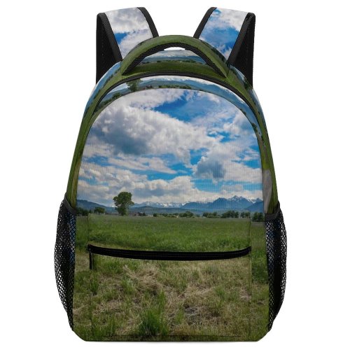 yanfind Children's Backpack Field Grassland Outdoors Countryside Farm Rural Meadow Land Grass Plant Pasture Cloud Preschool Nursery Travel Bag