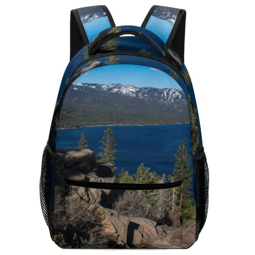 yanfind Children's Backpack Forest Scenery Clouds Landscape Mountains Pine Scenic Outdoors Woods Idyllic Lake Evergreen Preschool Nursery Travel Bag