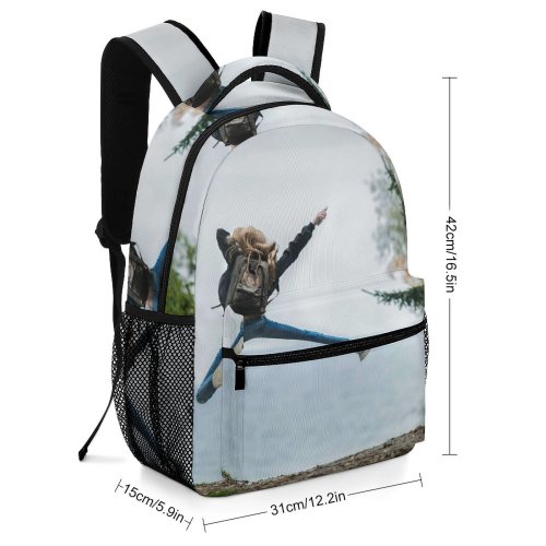 yanfind Children's Backpack Backpack  Happy Girl Blonde Grass Landscape Daylight Excited  Outdoors Scenic Preschool Nursery Travel Bag