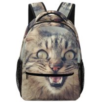 yanfind Children's Backpack  Whiskers Creature Wild Cat Face Mouth Wildlife Furry Eyes Preschool Nursery Travel Bag