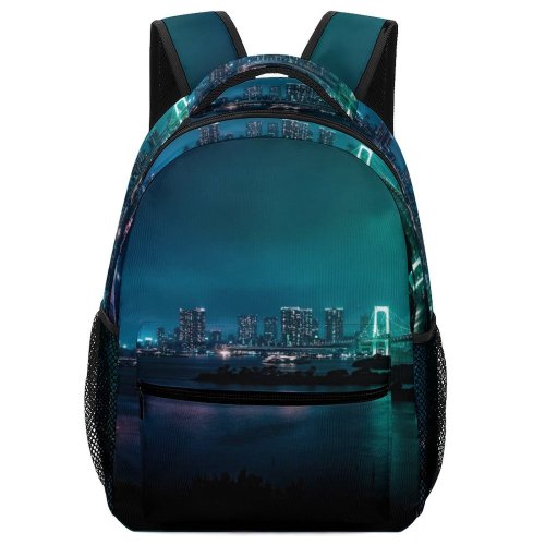 yanfind Children's Backpack Bay City Illuminated Lights Downtown Tokyo Cityscape Evening Travel  Buildings Japan Preschool Nursery Travel Bag