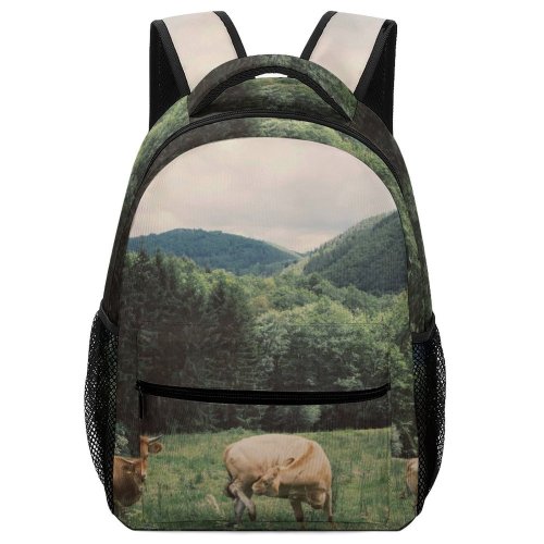 yanfind Children's Backpack Cow Cattle Grassland Field Outdoors Countryside Farm Rural Meadow Pasture Ranch Grazing Preschool Nursery Travel Bag