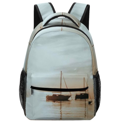 yanfind Children's Backpack Bay Serene Journey Yacht Ripple Aqua Port Sunset Adventure Marine Transport Evening Preschool Nursery Travel Bag