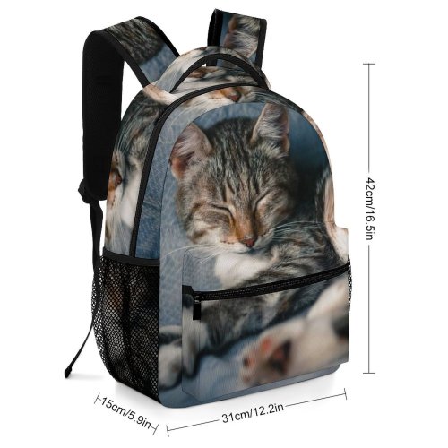 yanfind Children's Backpack Lazy Young Stripe Pet Kitten Tabby Curiosity Cute Little Sit Sleep Cat Preschool Nursery Travel Bag