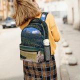yanfind Children's Backpack Forest Clouds Placid Grass Landscape Daylight Travel Pine Outdoors Scenic Woods Lake Preschool Nursery Travel Bag