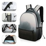 yanfind Children's Backpack Fog Outdoors Mist Grey Atmospheric Grass Winter Tree London Preschool Nursery Travel Bag
