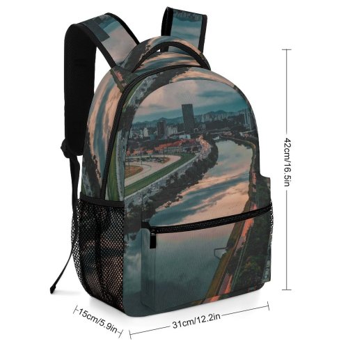 yanfind Children's Backpack Golden City Design Lights Downtown Scenery Automobiles Footage Grass Roads Asphalt Preschool Nursery Travel Bag
