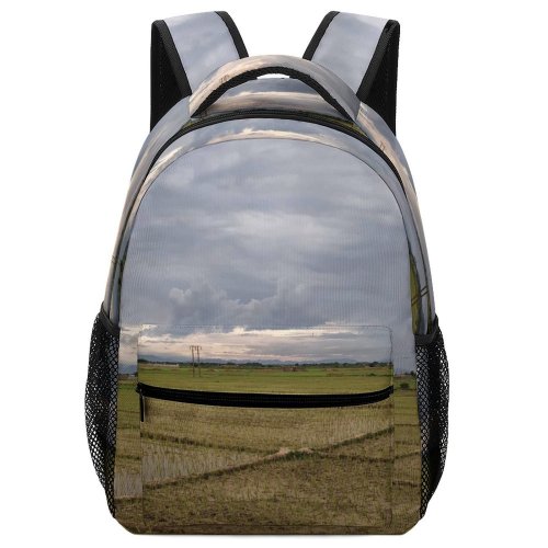 yanfind Children's Backpack Field Grassland Outdoors Countryside Paddy Land Grey Preschool Nursery Travel Bag