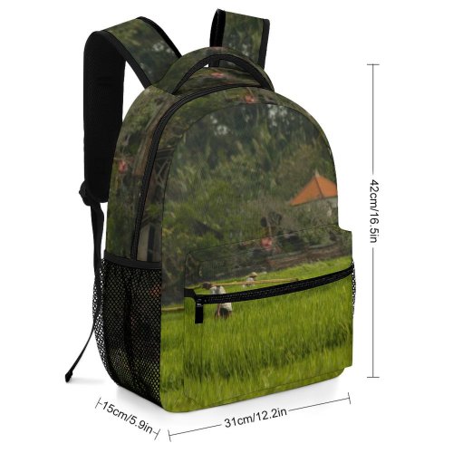 yanfind Children's Backpack Field Grassland Outdoors Countryside Paddy Bali Plant Vegetation Rural Land Ricefield Aircraft Preschool Nursery Travel Bag