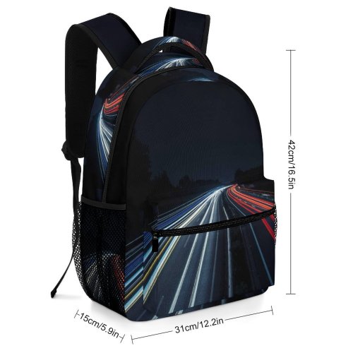 yanfind Children's Backpack Expressway Time Illuminated Lights Roadway Scenery Lapse Evening Light Highway Blurry Preschool Nursery Travel Bag