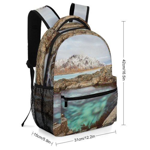 yanfind Children's Backpack Colours Promontory Skagsanden Domain Pictures Lofoten Outdoors Grey Stone Range Preschool Nursery Travel Bag