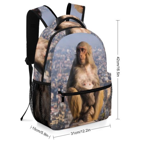 yanfind Children's Backpack Images Wildlife Pictures Nepal Free Swayambhunath Monkey Baboon Preschool Nursery Travel Bag