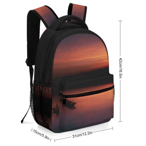 yanfind Children's Backpack Backlit Dark Clouds Sunset Landscape Evening Travel Beach Sunrise Boat River Outdoors Preschool Nursery Travel Bag