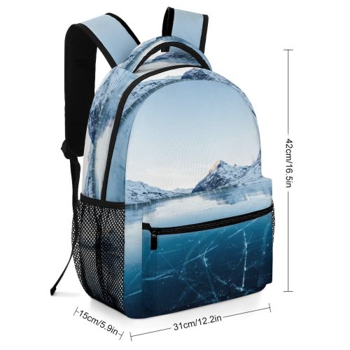 yanfind Children's Backpack Frozen Serene Winter Scenery Adventure Freeze Landscape Daylight Mountains Hike Travel Snow Preschool Nursery Travel Bag