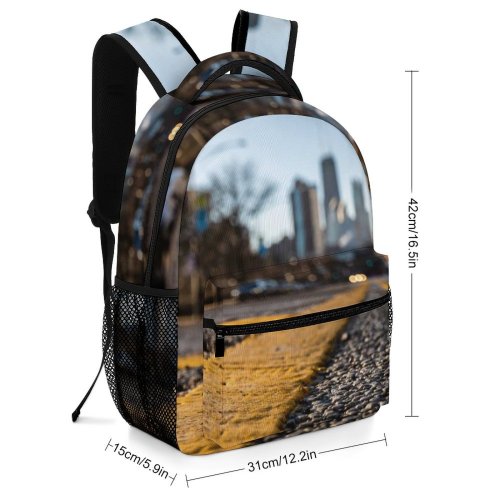 yanfind Children's Backpack  Street City Guidance Pedestrian Depth Landscape Traffic Asphalt Pavement Travel Field Preschool Nursery Travel Bag