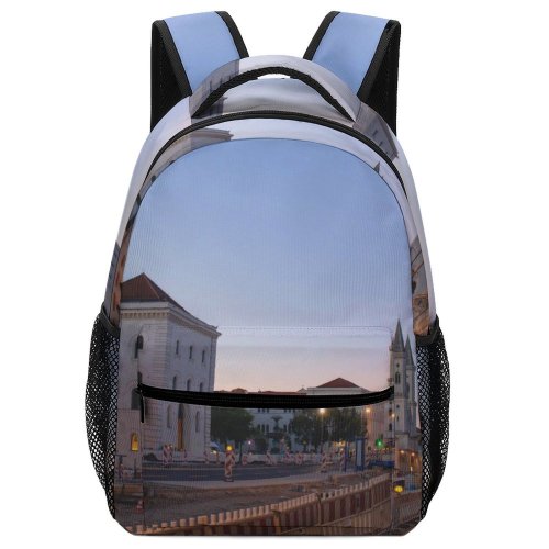 yanfind Children's Backpack Golden Tall Street Tourism City Design Illuminated Lights Scenery Clouds Roofs Sunset Preschool Nursery Travel Bag