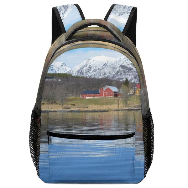 yanfind Children's Backpack Farm Sea Snow Tranquility Skies Reflection Sky Lake Range Wilderness Fjord Preschool Nursery Travel Bag