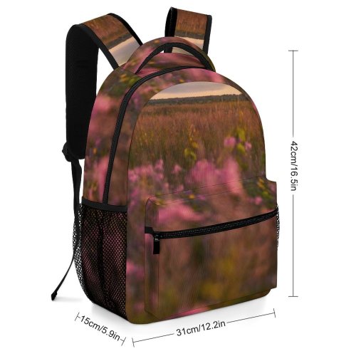 yanfind Children's Backpack Landscape Rural Countryside Plant Farm Pictures Grassland Outdoors Sunset Flower Preschool Nursery Travel Bag