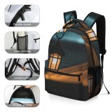 yanfind Children's Backpack  Focus Evening Street Dark Field Light Illuminated Lamp Depth Preschool Nursery Travel Bag