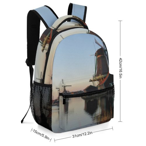 yanfind Children's Backpack Backlit Windmill Canal Alternative Evening Technology Travel Energy Turbines Renewable River Outdoors Preschool Nursery Travel Bag