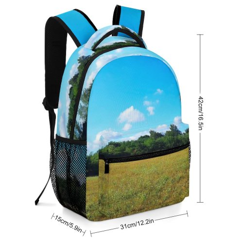 yanfind Children's Backpack Field Grassland Outdoors Countryside Rural Farm Meadow Land Pasture Plant Grass Azure Preschool Nursery Travel Bag